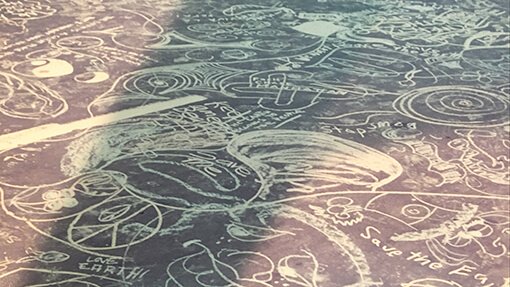 earth day chalk on street